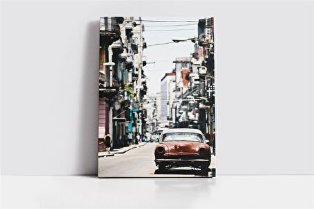 Kübada Kırmızı Klasik Araba Kanvas Tablo