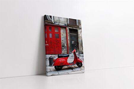 Vespa Motorsiklet Kanvas Tablo