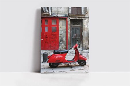 Vespa Motorsiklet Kanvas Tablo