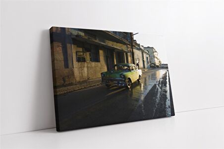 Kübada Yeşil Klasik Araba Kanvas Tablo