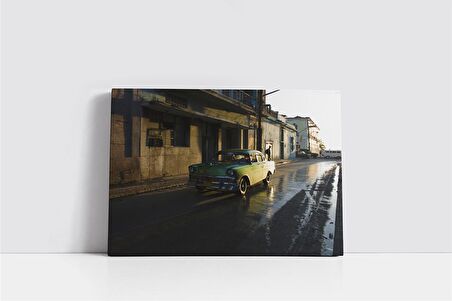 Kübada Yeşil Klasik Araba Kanvas Tablo