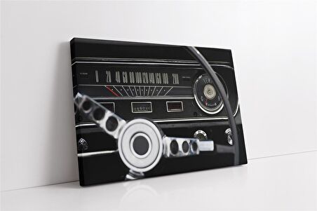 Klasik Araba Direksiyon Kanvas Tablo