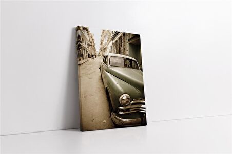 Kübada Siyah Beyaz Klasik Araba Kanvas Tablo