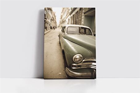 Kübada Siyah Beyaz Klasik Araba Kanvas Tablo