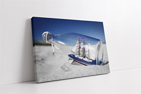 Kumsalda Şişe Kanvas Tablo