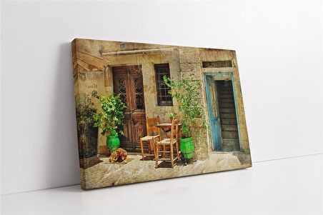Akdeniz Taş Evleri Kanvas Tablo