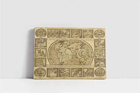 Eski Dünya Haritası Kanvas Tablo