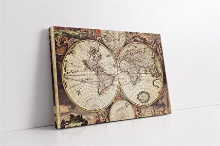 Eski Dünya Haritası Kanvas Tablo