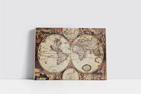 Eski Dünya Haritası Kanvas Tablo
