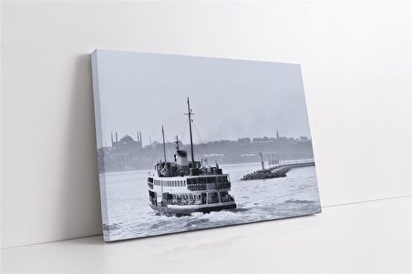 Siyah Beyaz Vapur Kanvas Tablo