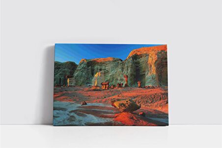 Gün Batımı Eşliğinde Dağlık Kanvas Tablo