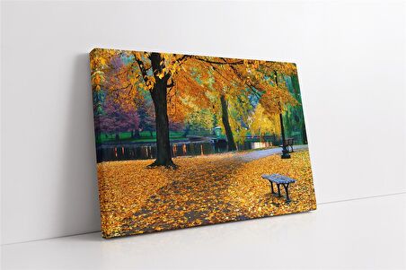Sonbahar Yaprakları ve Park Kanvas Tablo