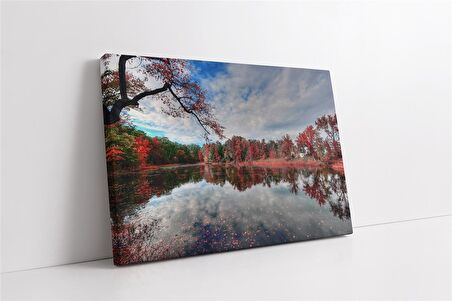 Kırmızıya Bürünmüş Ağaç Kanvas Tablo