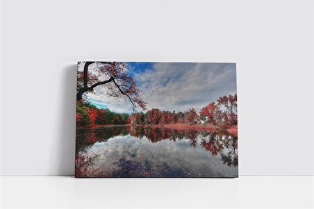 Kırmızıya Bürünmüş Ağaç Kanvas Tablo