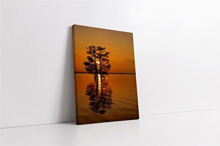 Günbatımında Ağaç Kanvas Tablo