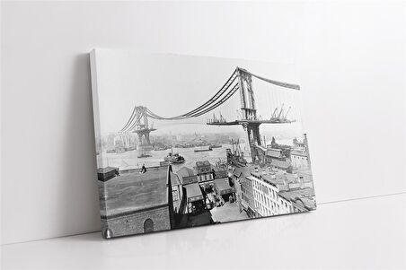 Manhattan Beyaz Köprü Kanvas Tablo