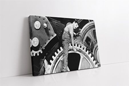 Charlie Chaplin Siyah Beyaz Kanvas Tablo