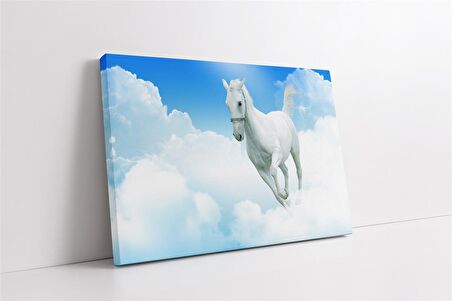Koşan Beyaz At Kanvas Tablo