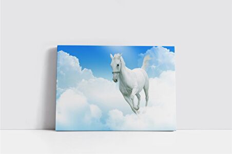 Koşan Beyaz At Kanvas Tablo