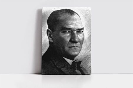 Atatürk Siyah Beyaz Kanvas Tablo