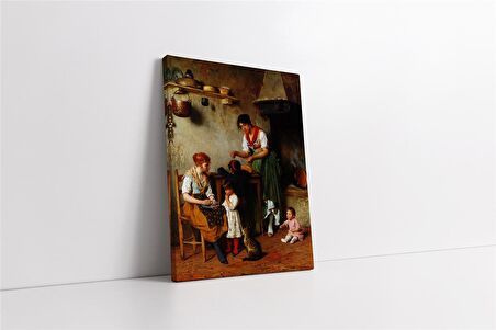 Köylü Bir Aile Kanvas Tablo