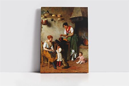 Köylü Bir Aile Kanvas Tablo