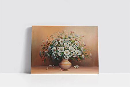 Vazo İçinde Papatyalar Kanvas Tablo