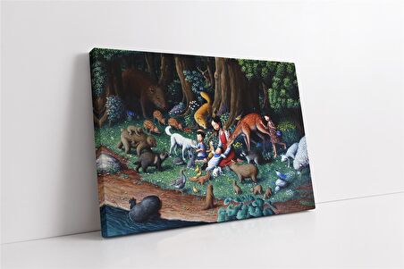 Çizgi Animasyon Kanvas Tablo