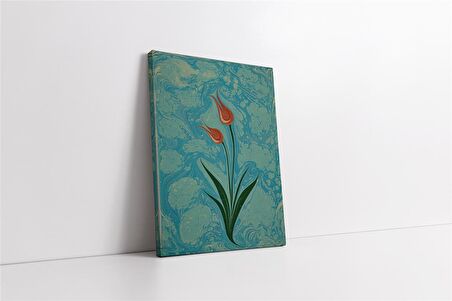 Laleler Ebru Kanvas Tablo