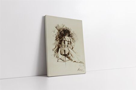 Çello Çalan Adam Kanvas Tablo