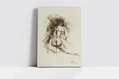 Çello Çalan Adam Kanvas Tablo