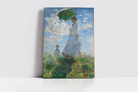 Şemsiyeli Kadın ve Çocuk Kanvas Tablo