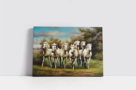 Koşan Beyaz Atlar Kanvas Tablo