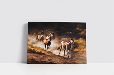 Dağda Koşan Atlar Kanvas Tablo