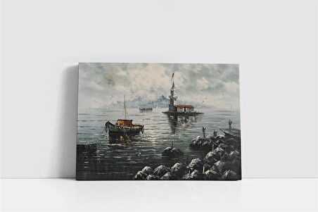 İstanbul Yağmur Yağışlı Kız Kulesi Kanvas Tablo