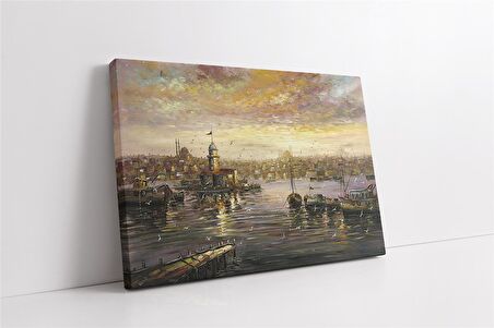 İstanbul Gün Batımı Kız Kulesi Kanvas Tablo