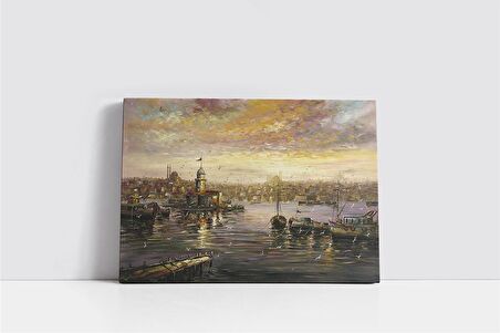 İstanbul Gün Batımı Kız Kulesi Kanvas Tablo