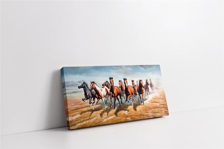 Koşan Bir Grup Kahverengi At Kanvas Tablo