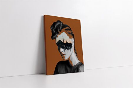 İstanbul Kadın Manipülasyon Kahve Kanvas Tablo