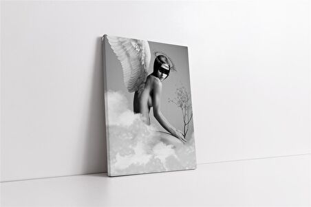 Siyah Beyaz Melek Kanvas Tablo