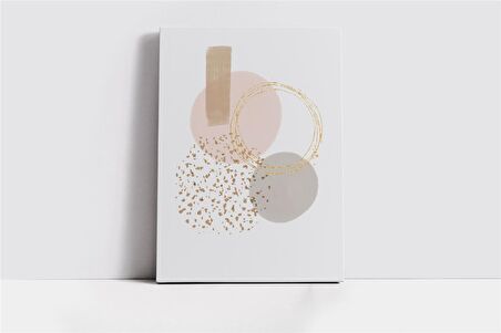 Line Art Bej Soyut Kanvas Tablo