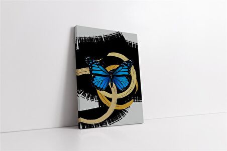 Mavi Kelebek Soyut Kanvas Tablo