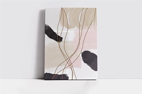 Line Art Bej Kanvas Tablo