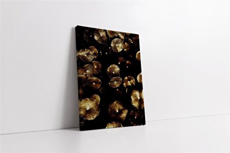 Siyah Zemin Altın Mantarlar Kanvas Tablo