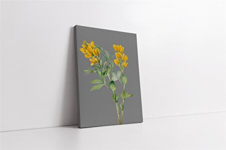 Gri Zemin Sarı Çiçek Kanvas Tablo