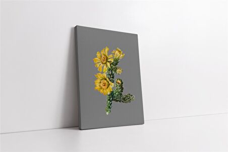 Gri Zemin Sarı Çiçek II Kanvas Tablo