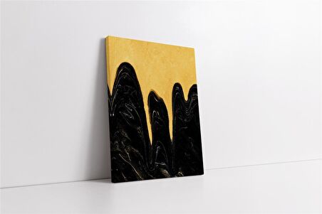 Sarı Siyah Soyut Kanvas Tablo