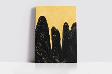 Sarı Siyah Soyut Kanvas Tablo