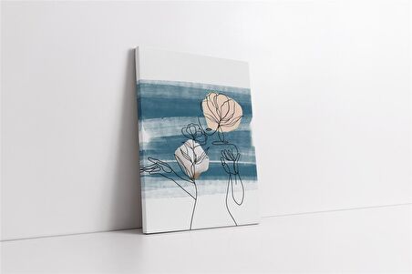 Line Art Kadın Silüeti Üçlü Set Kanvas Tablo