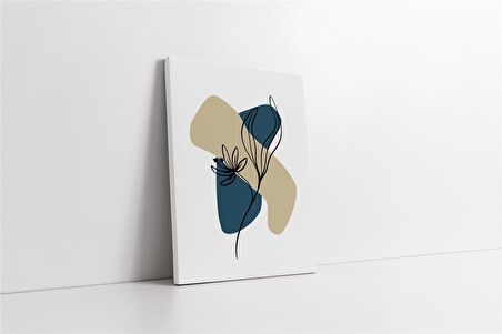 Line Art Çiçek Kanvas Tablo